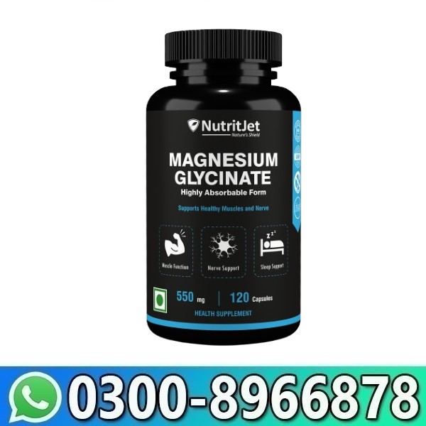 NutritJet High Absorption Magnesium Glycinate 550MG Capsules In Pakistan