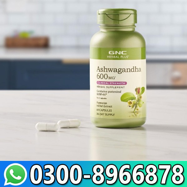 GNC Herbal Plus Ashwagandha 600MG Clinical Strength with KSM-66 Stress & Vitality Support in Pakistan
